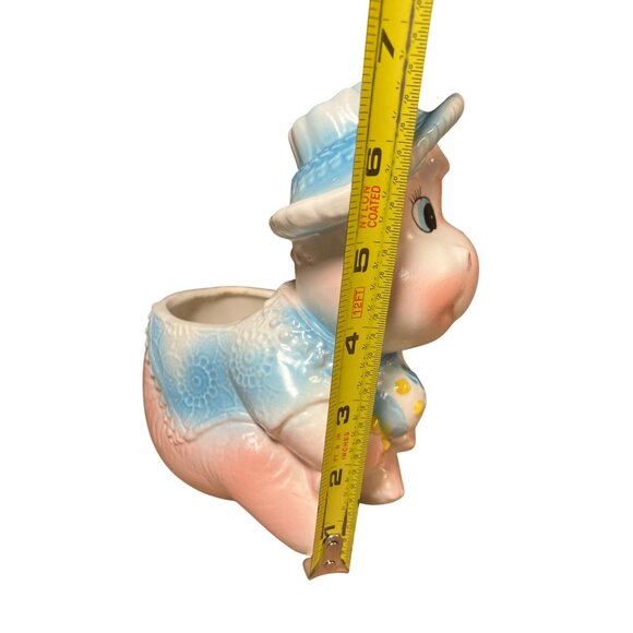 Napcoware Vintage Hippo Pink Blue Ceramic Baby Gift Planter C-8569 - Picture 11 of 15